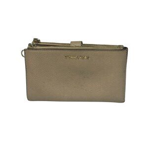Michael Kors Jet Set Double Zip Phone Wallet Pebbled Leather  - Beige